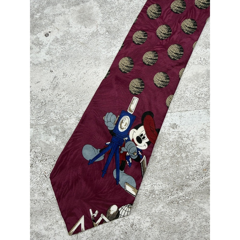 Mickey Unlimited 100% Polyester Tie Mens OS Red Photography‎ Pointed Necktie